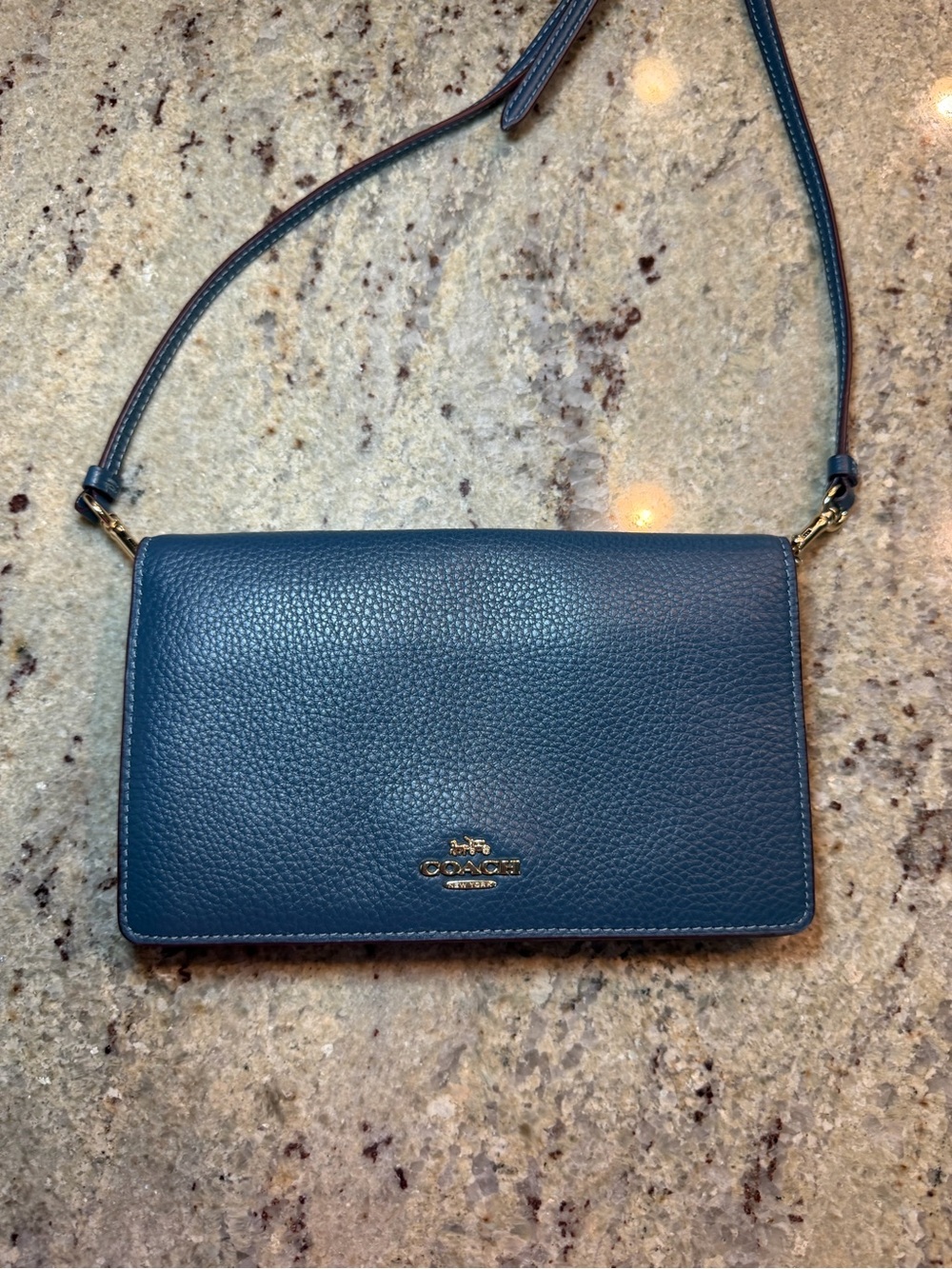 Coach Pebbled Leather Crossbody Wallet - Teal